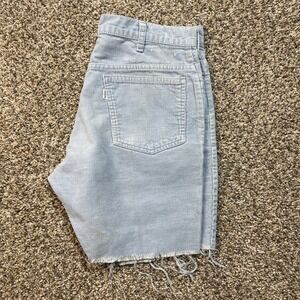 Vintage Levis 519 32x6 Light Blue‎ Corduroy Cut Off Shorts High Waisted White